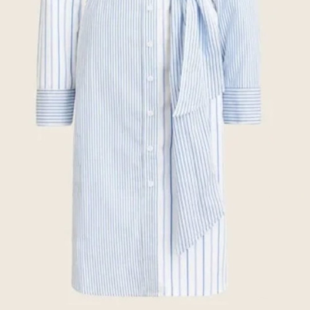 J. Crew Classic-fit cotton poplin shirtdress in mixed stripe Blue & White Size 2 - Picture 6 of 14